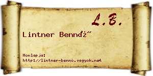 Lintner Bennó névjegykártya